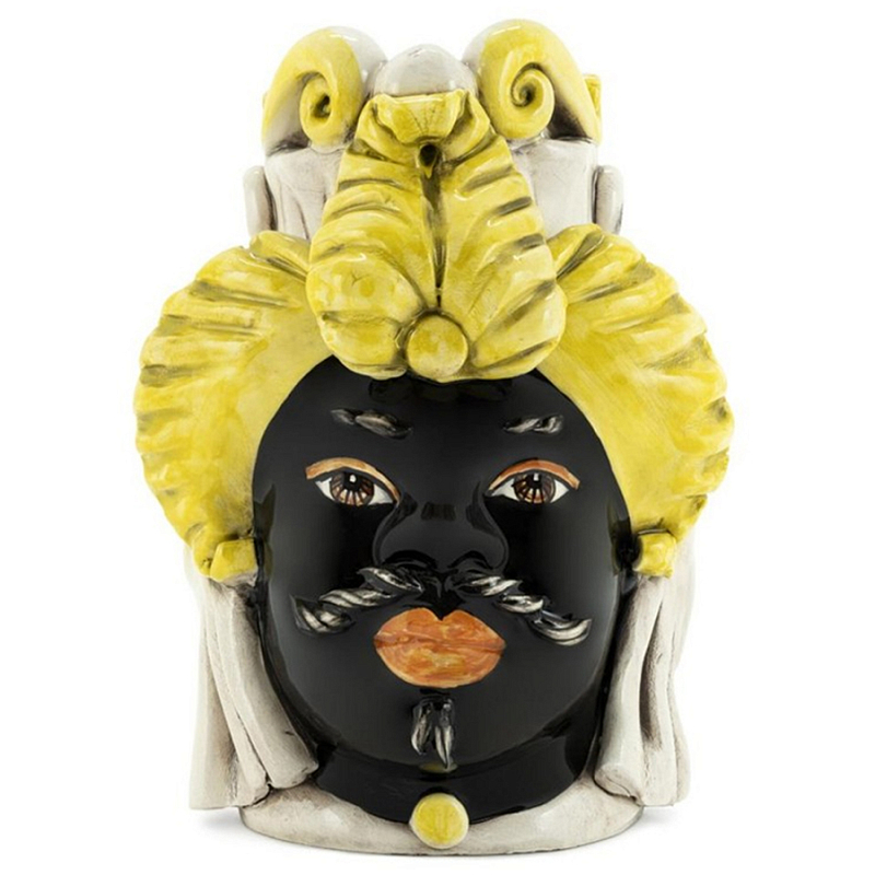 Ваза Vase Moro Man Small Yellow Черный Желтый Бежевый Ваза Vase Moro Man Small Yellow Черный Желтый Бежевый в Тюмени | Loft Concept