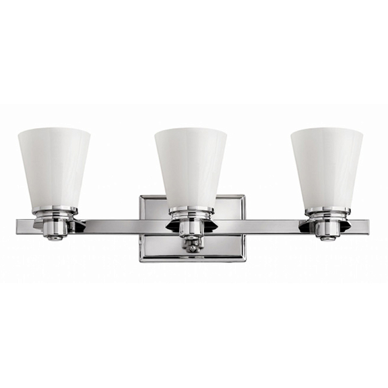 Бра для ванных комнат с белыми стеклянными конусными плафонами Hinkley Хром Белый в Тюмени | Loft Concept 