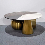 Дизайнерский журнальный стол с круглой столешницей на 3-х геометрических ножках Lehumod варинант исполнения - 1 | Loft Concept в Тюмени