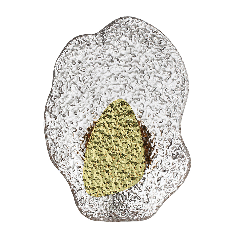 Бра с рельефным волнообразным стеклянным плафоном и вставкой из мрамора Liquid Stone Золотой Прозрачное Стекло Никель в Тюмени | Loft Concept 
