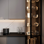 Серый кухонный гарнитур с фасадом под светлый дуб Ferrand Kitchen Set варинант исполнения - 4 | Loft Concept в Тюмени