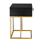 Приставной столик с резным узором на выдвижном ящике Black Table Carved Pattern варинант исполнения - 5 | Loft Concept в Тюмени