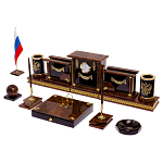 Настольный письменный набор с часами из природного камня обсидиана Royal Set варинант исполнения - 2 | Loft Concept в Тюмени