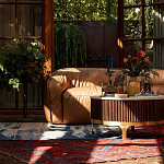 Трехместный диван с кожаной обивкой коричневый Coste Leather Sofa варинант исполнения - 8 | Loft Concept в Тюмени