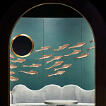 Обои с вышивкой ручной работы Deco Fish Original colourway варинант исполнения - 2 | Loft Concept в Тюмени