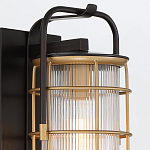 Настенный фонарь цилиндрической формы с рифленым стеклом в золотом каркасе на черном прямоугольном основании Eurofase варинант исполнения - 16 | Loft Concept в Тюмени