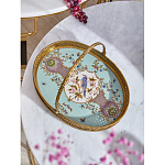 Блюдо овальное с ручкой и голубым фарфоровым дном с цветочным рисунком Blue Garden варинант исполнения - 2 | Loft Concept в Тюмени