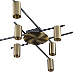 Потолочный светильник с 10-ю цилиндрическими плафонами цвета латунь TRIBES CHANDELIER варинант исполнения - 2 | Loft Concept в Тюмени