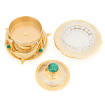 Икорница c декором "Три стерлядки" с гравировкой и натуральным камнем Малахит Decorative Cavair Dishes варинант исполнения - 2 | Loft Concept в Тюмени