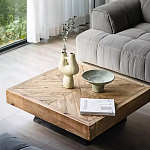 Дизайнерский журнальный стол квадратный с черным трапециевидным основанием Wokab варинант исполнения - 2 | Loft Concept в Тюмени