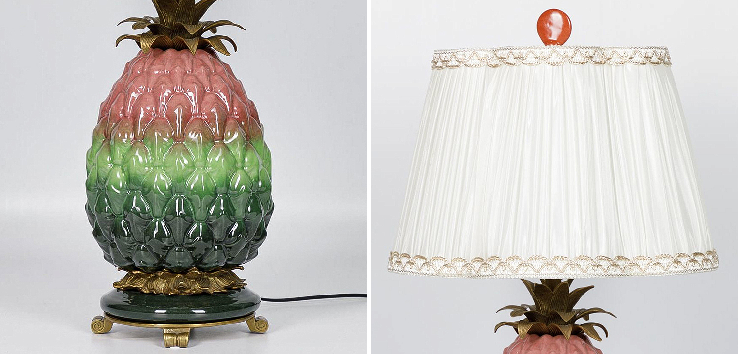 Настольная лампа с абажуром Pineapple Pink Green Table Lamp Настольная лампа с абажуром Pineapple Pink Green Table Lamp - Loft-Concept в Тюмени
