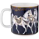 Кружка из фарфора синяя с изображением лошадей 400 мл Porcelain Horse Set варинант исполнения - 1 | Loft Concept в Тюмени
