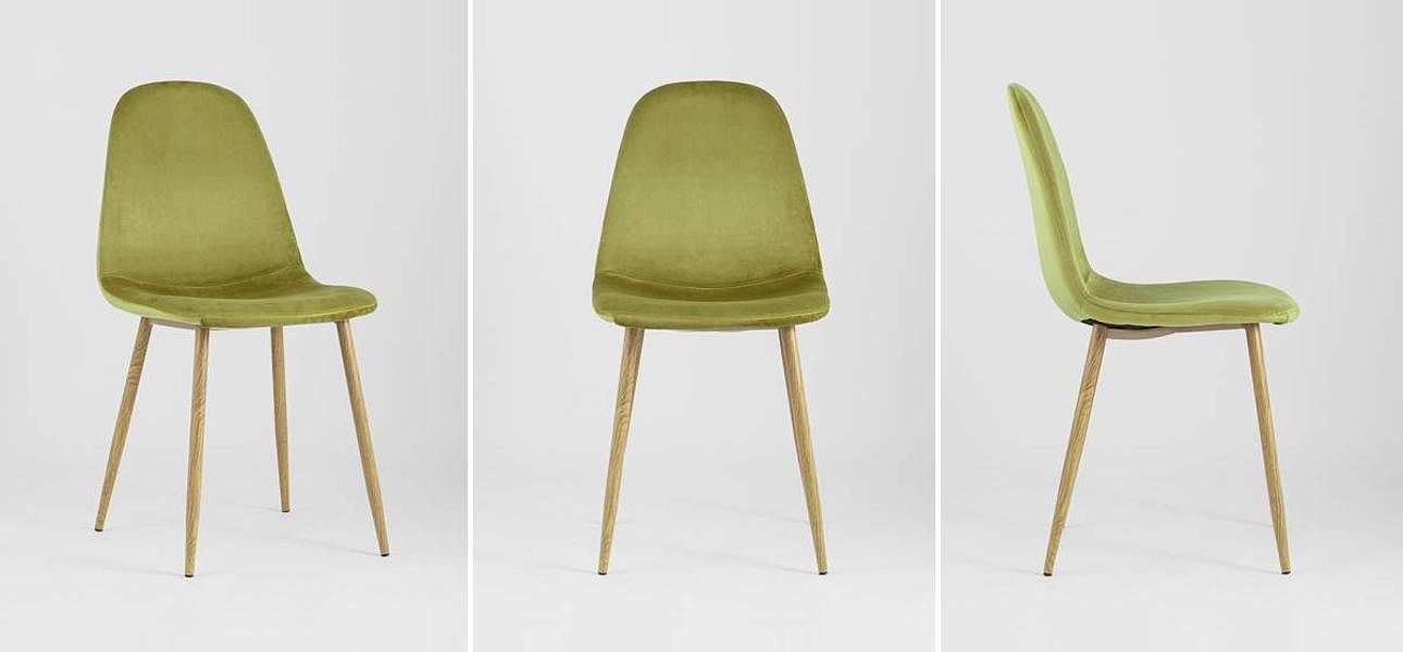 Стул Archie Chair Велюр Фисташковый цвет Деревянные ножки Стул Archie Chair Велюр Фисташковый цвет Деревянные ножки - Loft-Concept в Тюмени