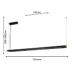 Подвесной светильник линейный вытянутой формы с черным матовым корпусом и золотистыми акцентами Line Pendant варинант исполнения - 1 | Loft Concept в Тюмени