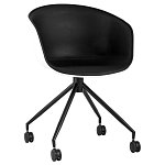 Офисное кресло из пластика с мягким сиденьем Eggshell Black варинант исполнения - 1 | Loft Concept в Тюмени