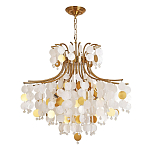 Люстра подвесная с белыми и золотыми круглыми подвесками Диаметр 70 см SHELL Chandelier варинант исполнения - 1 | Loft Concept в Тюмени