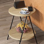 Стол приставной с 2-мя круглыми столешницами из дерева ESSEL OAK варинант исполнения - 4 | Loft Concept в Тюмени