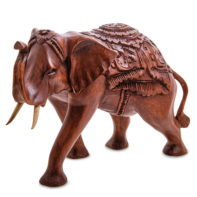 Статуэтка из дерева суар в виде слона Two Tusks Коричневый Статуэтка из дерева суар в виде слона Two Tusks Коричневый в Тюмени | Loft Concept
