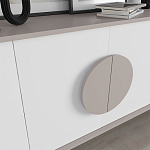 Комод бежево-белый с 4-мя дверцами c декором в виде бежевого круглого элемента на фасаде GORA CONSOLE 180CM LIGHT MOCHA варинант исполнения - 4 | Loft Concept в Тюмени