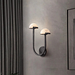 Бра с 2-мя мраморными плафонами на черном корпусе Light Warm Light варинант исполнения - 2 | Loft Concept в Тюмени