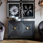 Тумба черная из дерева двухдверная Geometric Double Door Nightstand варинант исполнения - 5 | Loft Concept в Тюмени