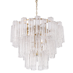 Люстра круглая многоярусная с прозрачными подвесками из стекла Hexagon Tube Light варинант исполнения - 1 | Loft Concept в Тюмени