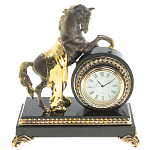 Часы настольные бронзовые с декором в виде коня Horse Stone Clock варинант исполнения - 5 | Loft Concept в Тюмени
