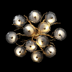 Потолочная люстра круглая ветвистыми бронзовыми элементами и стеклянными рифлеными дисками Textured Glass Chandelier варинант исполнения - 2 | Loft Concept в Тюмени