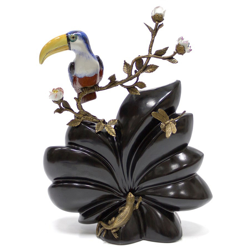 Фарфоровая ваза Toucan and Lizard Черный Бронза в Тюмени | Loft Concept 