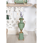 Ваза зеленого цвета из фарфора на высокой подставке с бронзовыми ручками Eden Garden porcelain and bronze варинант исполнения - 4 | Loft Concept в Тюмени