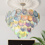 Люстра с каскадом из круглых разноцветных стеклянных дисков Mother of Pearl Iridescence варинант исполнения - 1 | Loft Concept в Тюмени