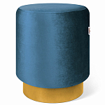 Пуф синий велюр на золотом металлическом основании Golden Belt варинант исполнения - 1 | Loft Concept в Тюмени