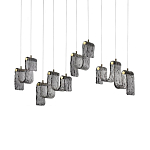 Подвесной светильник линейный с плафонами волнистой формы из фактурного стекла Big Wave варинант исполнения - 2 | Loft Concept в Тюмени