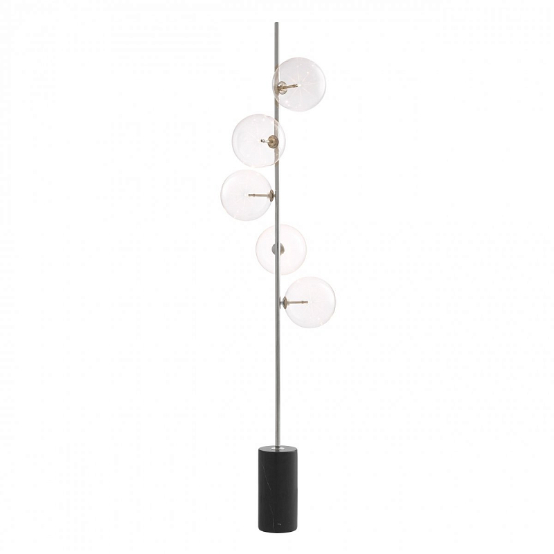 Торшер Eichholtz Floor Lamp Tempo Nickel Прозрачное Стекло Никель Черный Мрамор Nero Торшер Eichholtz Floor Lamp Tempo Nickel Прозрачное Стекло Никель Черный Мрамор Nero в Тюмени | Loft Concept