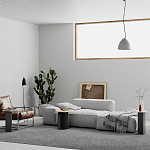 Стол журнальный цвета антрацит из 3-х частей со столешницами в виде геометрических элементов MUND ANTHRACITE варинант исполнения - 2 | Loft Concept в Тюмени