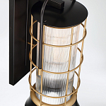 Настенный фонарь цилиндрической формы с рифленым стеклом в золотом каркасе на черном прямоугольном основании Eurofase варинант исполнения - 4 | Loft Concept в Тюмени