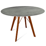 Стол обеденный с серой овальной столешницей из керамики на четырех деревянных ножках Gray Ceramics варинант исполнения - 8 | Loft Concept в Тюмени