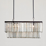 Люстра линейная прямоугольная с подвесками из натурального перламутра Nacre варинант исполнения - 2 | Loft Concept в Тюмени