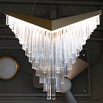 Люстра золотого цвета в форме галочки с каскадом длинных прозрачных трубок Eurofase варинант исполнения - 13 | Loft Concept в Тюмени