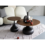 Столик журнальный с круглой деревянной столешницей на черном фактурном основании Bourgeon варинант исполнения - 5 | Loft Concept в Тюмени