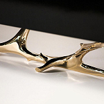 Дизайнерский комод чёрный глянцевый с основанием в виде золотых ветвей Meta Credenza  варинант исполнения - 2 | Loft Concept в Тюмени