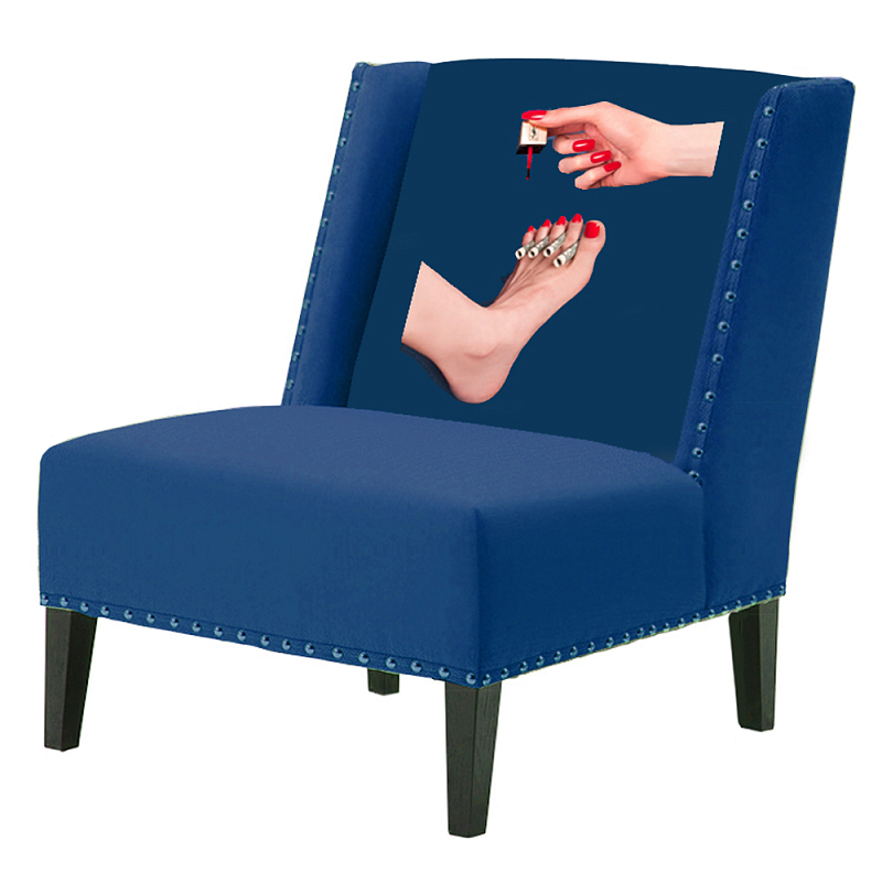 FUN Armchair "Pedicure" Blue Дизайнерское кресло с цветным принтом Сапфирово-синий FUN Armchair "Pedicure" Blue Дизайнерское кресло с цветным принтом Сапфирово-синий в Тюмени | Loft Concept