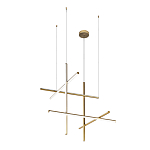 Люстра с 6-ю  пересекающимися цилиндрическими плафонами на тонких тросах Trumpet tube варинант исполнения - 2 | Loft Concept в Тюмени