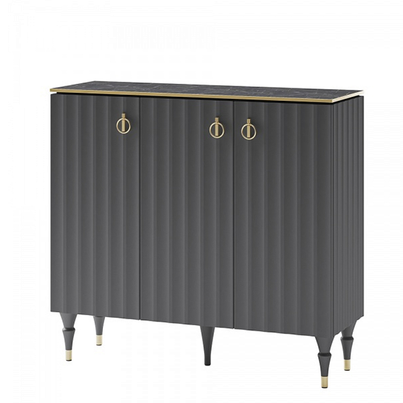 Консоль с фасадами цвета графит Antique Order Graphite Графит Золотой Черный Мрамор Nero Консоль с фасадами цвета графит Antique Order Graphite Графит Золотой Черный Мрамор Nero в Тюмени | Loft Concept