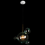 Подвесной светильник с прозрачными бирюзовыми стеклянными шарами и золотыми деталями Диаметр 43 Giopato & Coombes варинант исполнения - 2 | Loft Concept в Тюмени