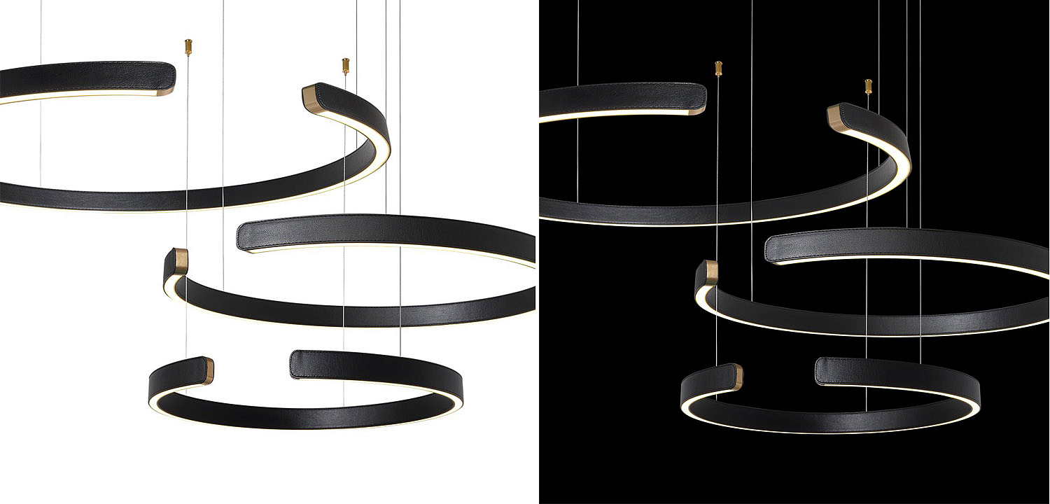 Люстра Half Ring 3 black leather Люстра Half Ring 3 black leather - Loft-Concept в Тюмени