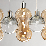 Люстра с 3-мя плафонами волнообразной формы цвета янтарь и 2-мя прозрачными шарообразными плафонами Lucid Rain  варинант исполнения - 7 | Loft Concept в Тюмени