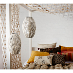 Подвесной светильник вертикальной овальной формы украшенный белыми круглыми бусинами Gradient Oval Pendant Lamp White варинант исполнения - 3 | Loft Concept в Тюмени