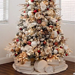 Заснеженная Новогодняя Ель с золотыми листьями и цветами в комплекте варинант исполнения - 3 | Loft Concept в Тюмени