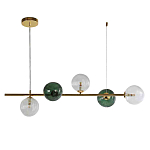 Люстра подвесная линейная с рифлеными стеклянными плафонами Bolle Multi Color варинант исполнения - 1 | Loft Concept в Тюмени